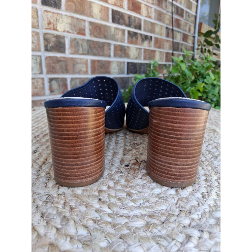 COLE HAAN Daina Open Toe Leather Mules Clogs Sandals Marine Blue 9.5 Boho - Picture 8 of 16